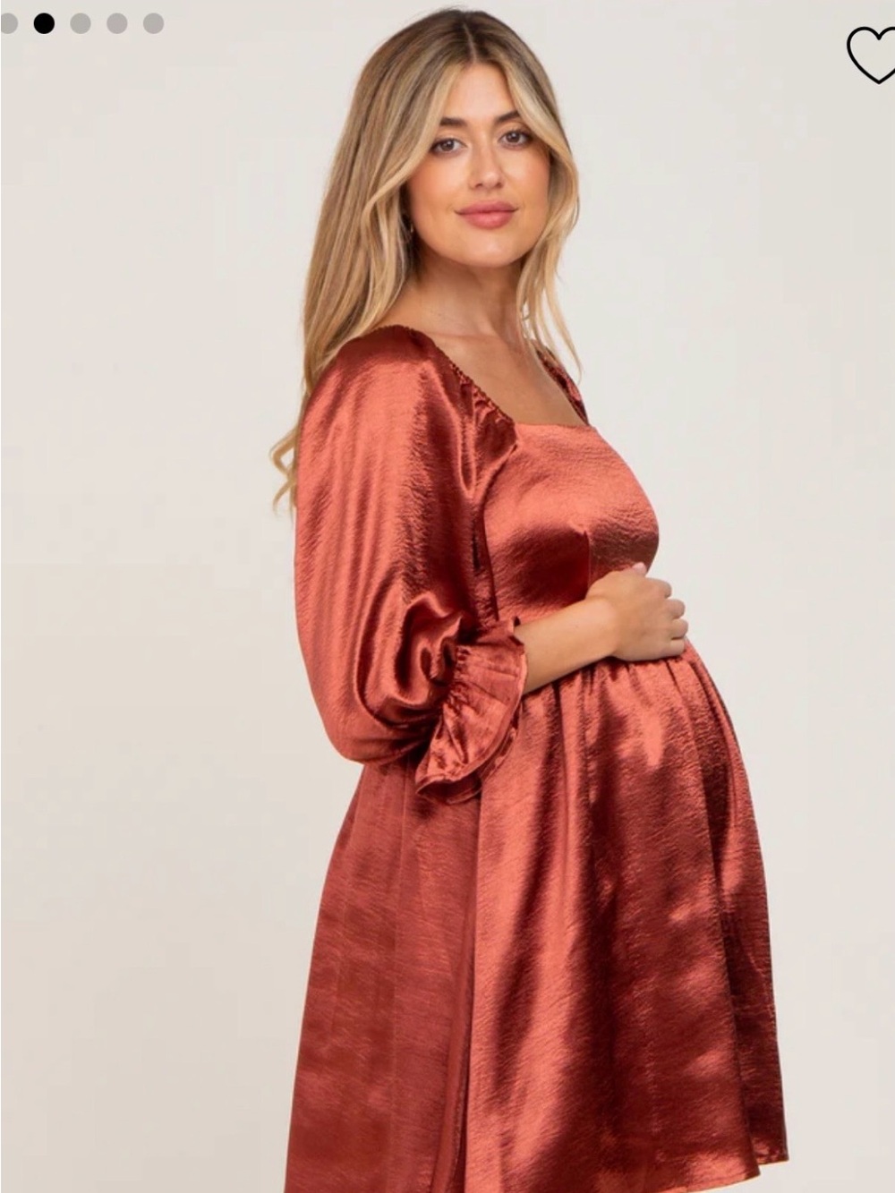 Pinkblush Maternity Pregnancy dress Fall Baby Shower satin size Small stretchy - Picture 2 of 14